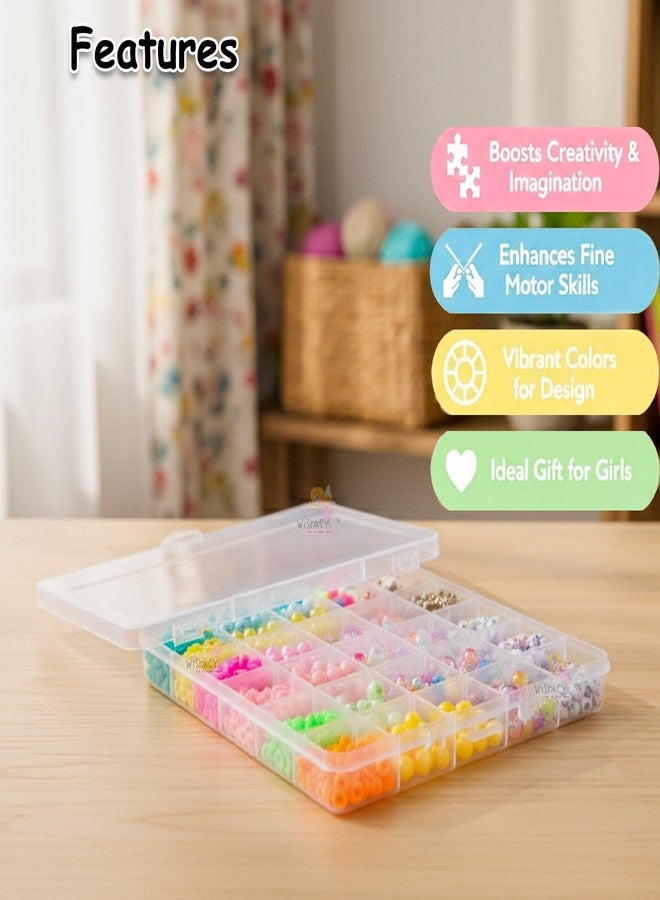 WISHKEY DIY Unicorn Bracelet Making Set for Girls Jewellery Making Kit Necklace Hairband and Rings Making Kit Craft Set Scissors String Charms Storage Case Toys for Girls 7-14 Years Moti Beads Kit - Image 5